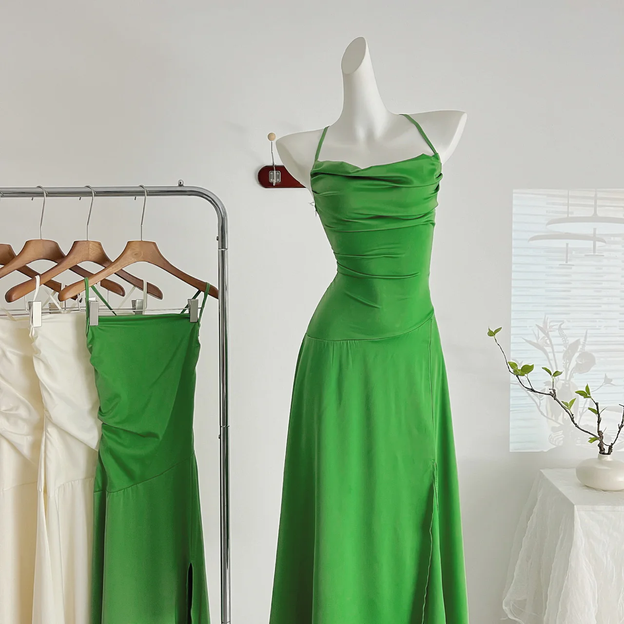 Sexy Mermaid Spaghetti Straps Satin Summer Dress Holiday Party Outfits For Women DP0084 - Deanwangkt