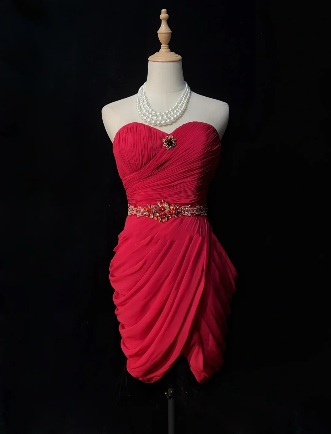 Vintage Sheath Sweetheart Red Chiffon Short Formal 8th Grade Homecoming Dresses Middle School Cocktail Dress Mini Hoco Outfits DH1469 - Deanwangkt