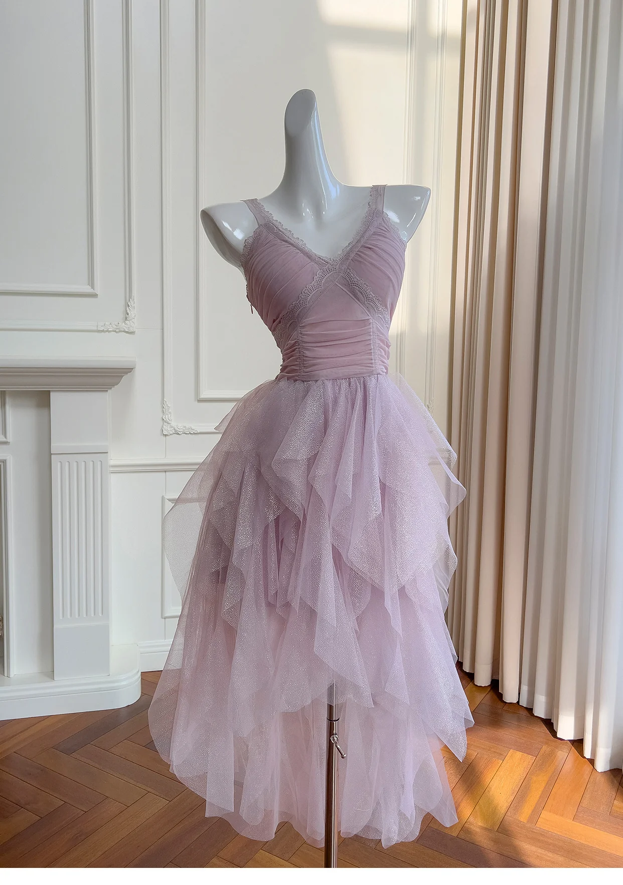 Vintage A line Straps Tulle Pink Layers Short Mini Formal 8th Grade Homecoming Dresses Middle School Short Cocktail Dress Hoco Outfits D1991 - Deanwangkt