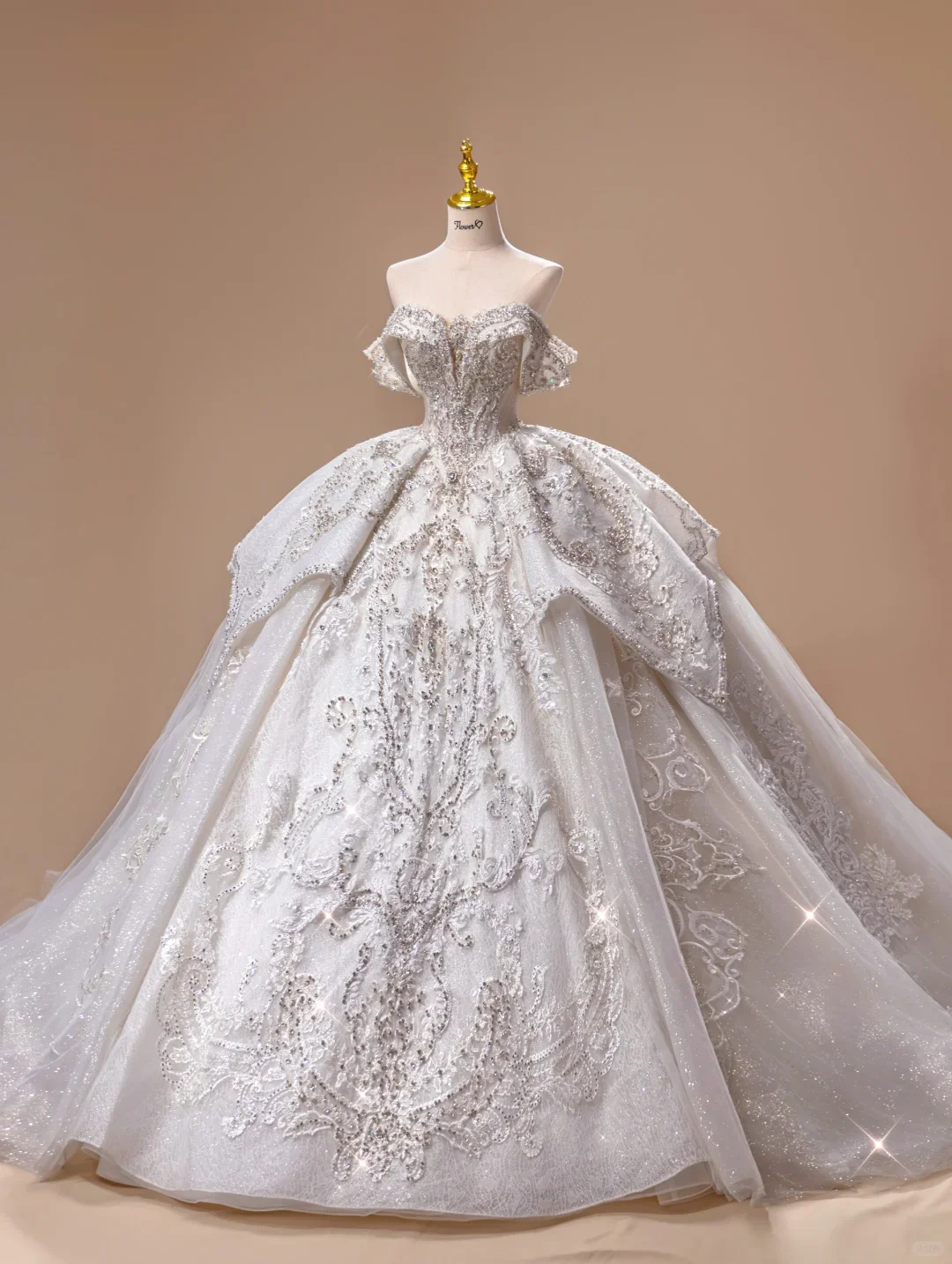 Princess Wedding Dress Ball Gown Off The Shoulder Sequin Short Sleeves Wedding Dresses Bridal Gowns DH2787 - Deanwangkt