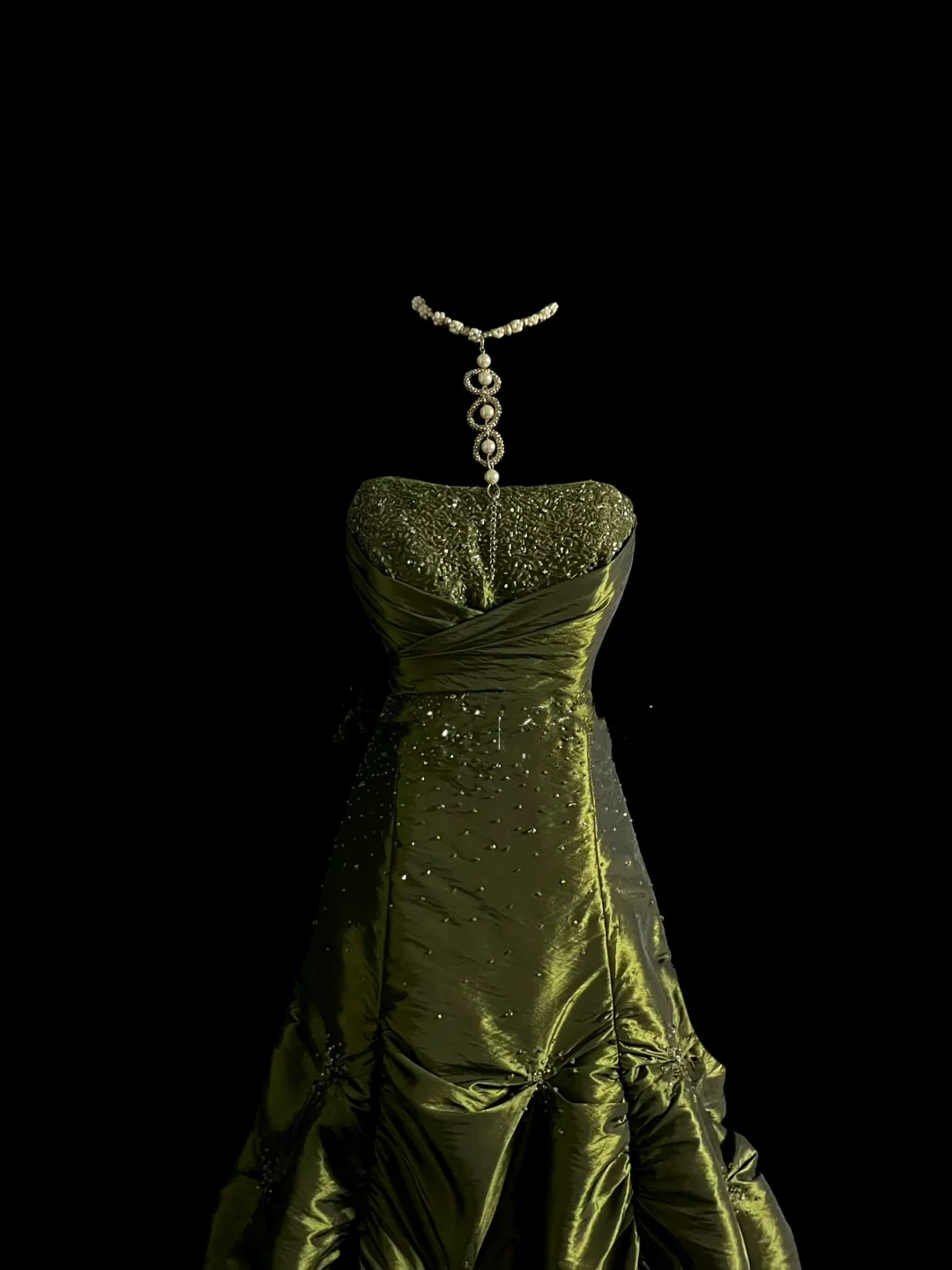 Elegant Glamour Ball Gown Strapless Olive Green Taffeta Long Prom Dresses Party Dress Evening Dress DP915 - Deanwangkt