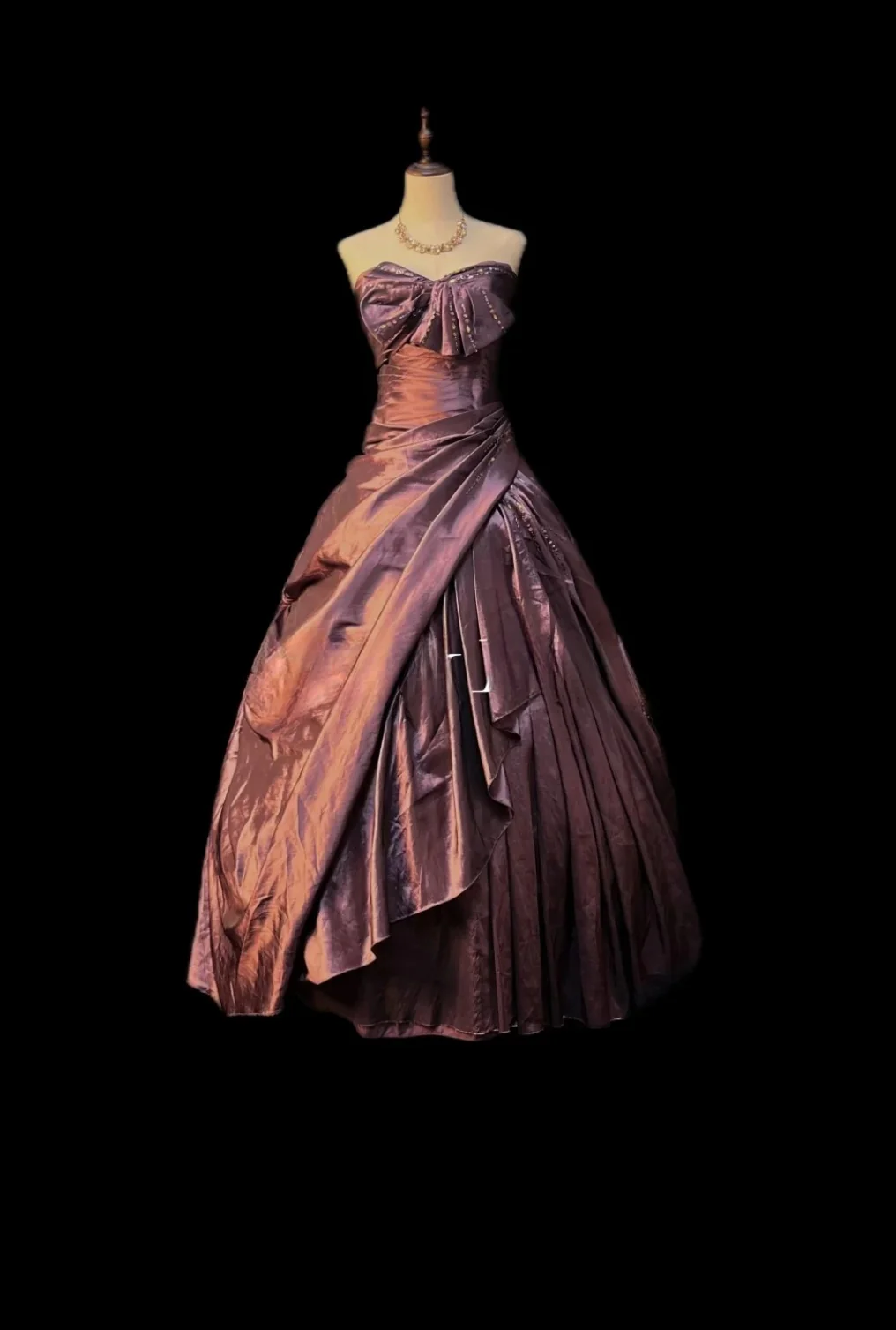 Vintage Taffeta Ball Gowns Strapless Long Prom Dresses, Brown Sweet 16 Dresses DP3223 - Deanwangkt