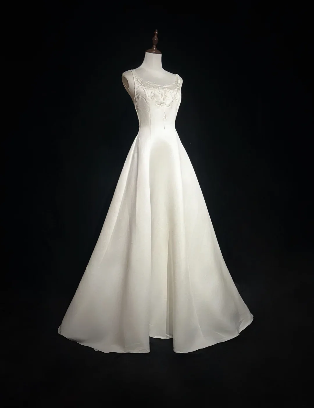 Vintage Bridal Dress Ball Gown Square Ivory Satin Long Wedding Dress Retro Wedding Dresses Modest Wedding Gowns DH2651 - Deanwangkt