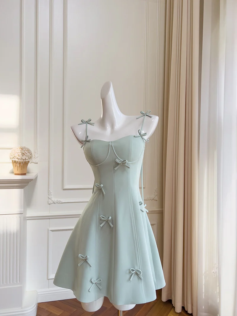 Sexy A line Spaghetti Straps Sage Green Satin Short Homecoming Dress Summer Hoco Dresses Cocktail Dress Birthday Outfits DP2286 - Deanwangkt