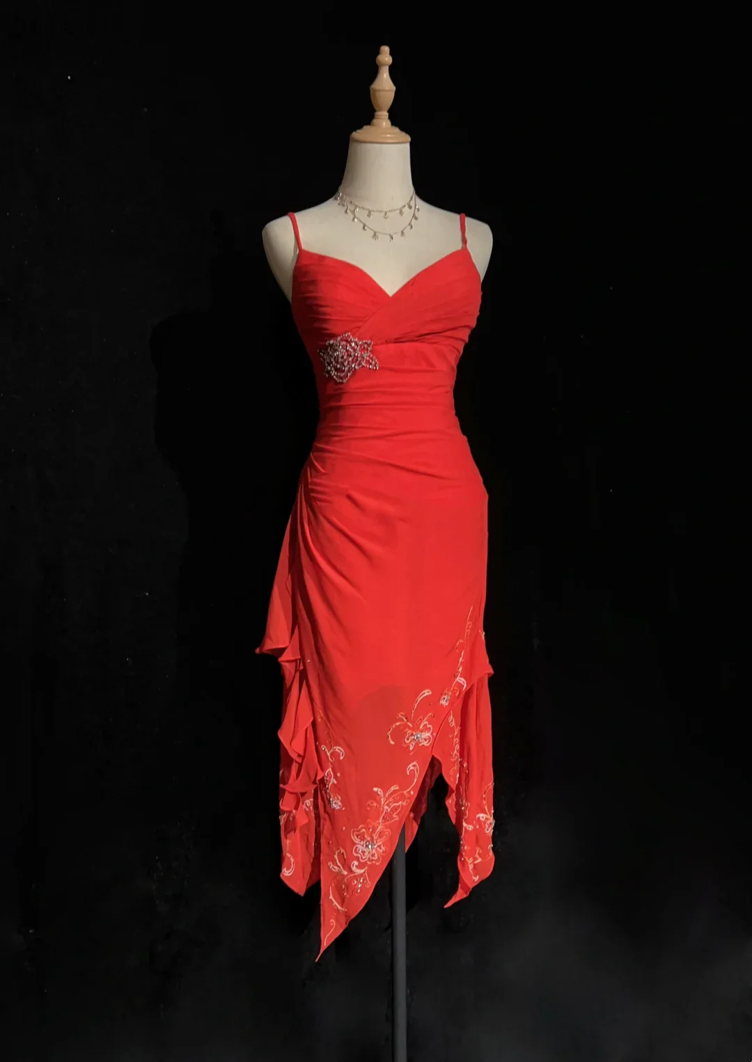 Vintage High Low Red Chiffon Knee Length Formal 8th Grade Homecoming Dresses Middle School Cocktail Dress Hoco Outfits DH1466 - Deanwangkt