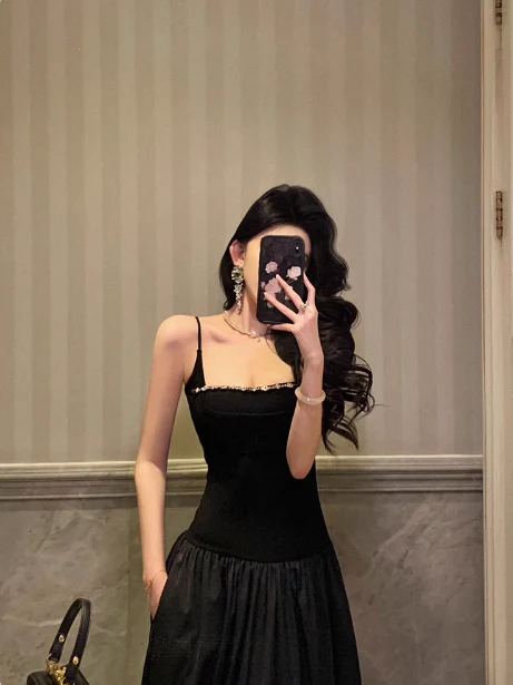 Elegant A line Spaghetti Straps Black Sleeveless 21st Birthday Dress Party Gown Birthday Outfits Birthday Dress Ideas For Women DP543 - Deanwangkt