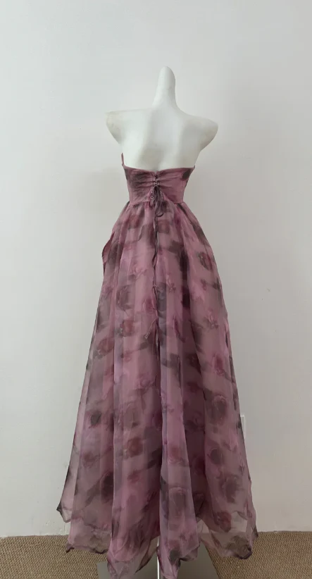 Elegant Sweetheart A-line Chiffon Long Prom Dresses Floral Formal Evening Dresses DP3098 - Deanwangkt