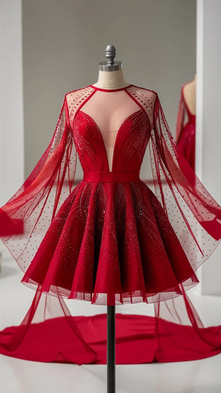 Sparkly Ball Gown Tulle Red Short Formal Homecoming Dresses 8th Grad Dance Graduation Dress Short 18th Birthday Outfits Hoco Dresses DH2697 - Deanwangkt