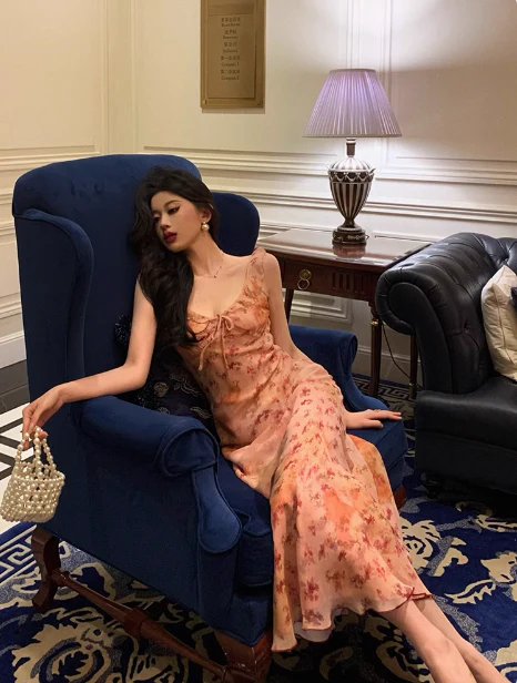 Sexy Sheath V Neckline Floral Pink 18th Birthday Dress Holiday Party Birthday Outfits For Women DP0168 - Deanwangkt