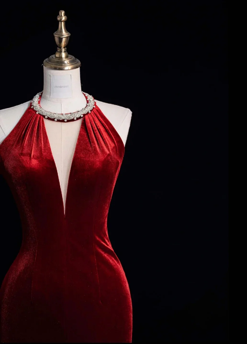 Elegant V-neck Sheath Long Prom Dresses Velvet Open Back Burgundy Evening Dresses DP3340 - Deanwangkt