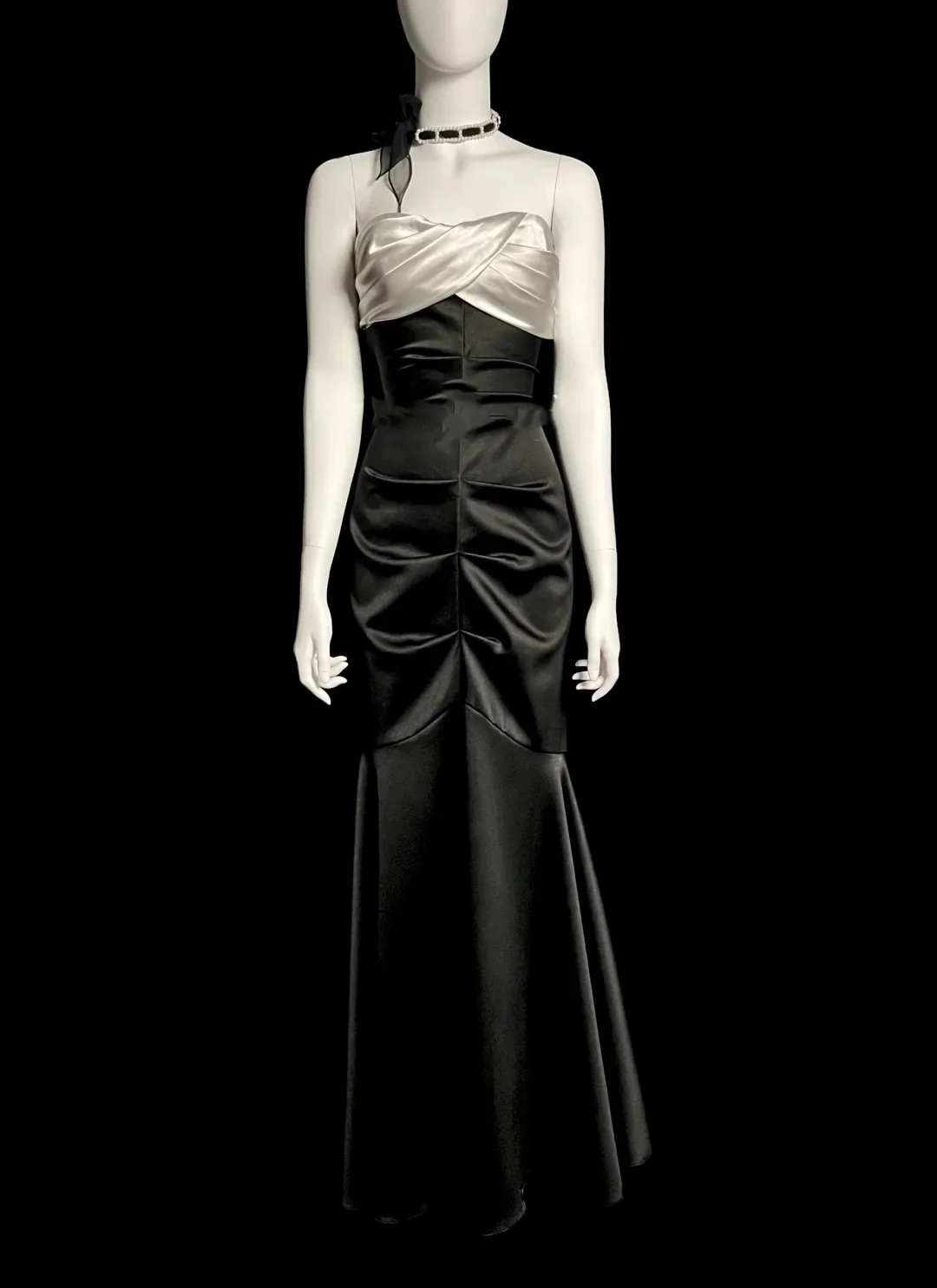 Vintage Mermaid Sweetheart Black Satin Backless Long Evening Party Gowns Evening Formal Dresses Prom Dress DP2031 - Deanwangkt