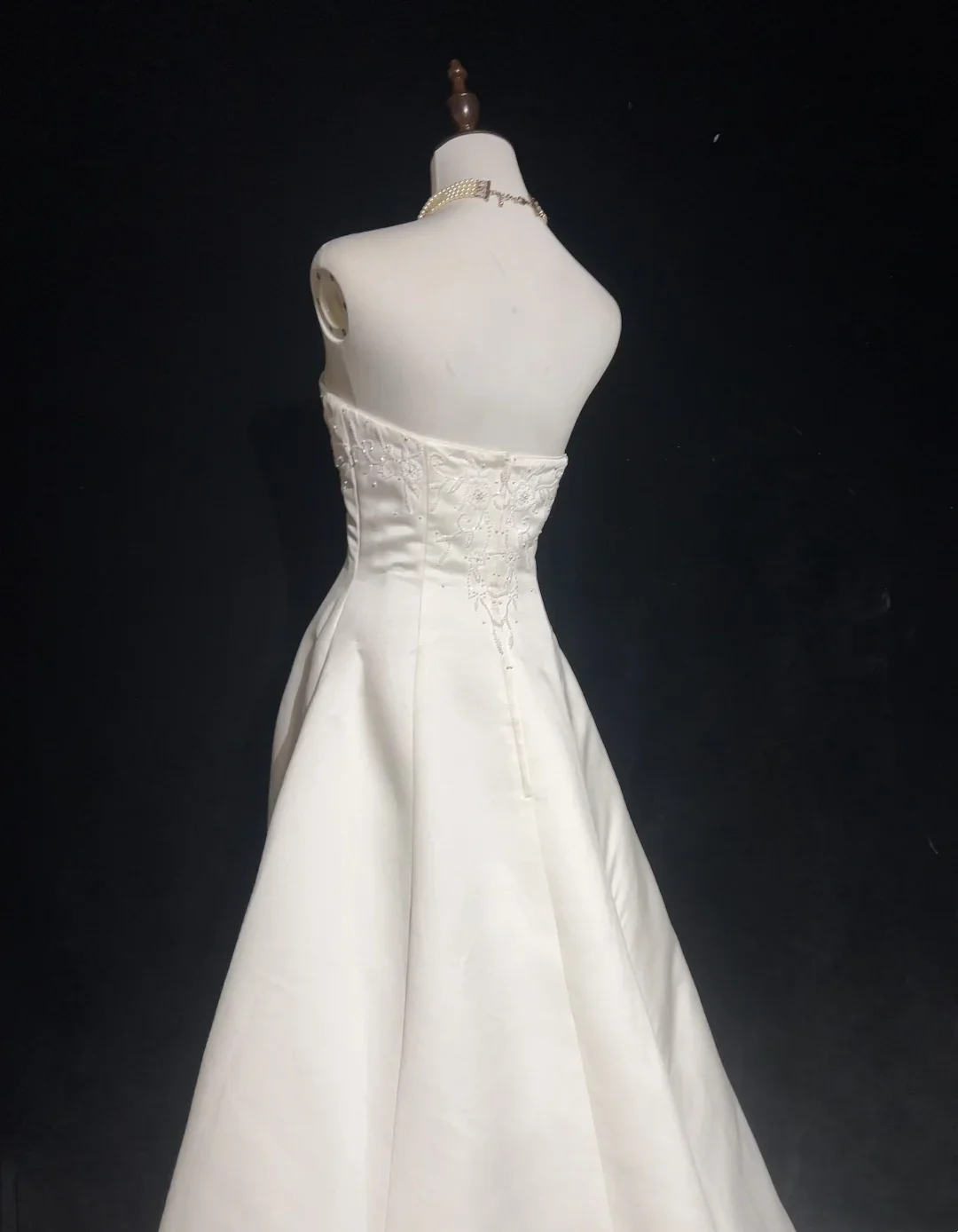 Retro Wedding Dress 1950s 1940s Ball Gown Strapless Satin Lace White Long Wedding Dresses Bridal Gowns Brides Gown DH550 - Deanwangkt