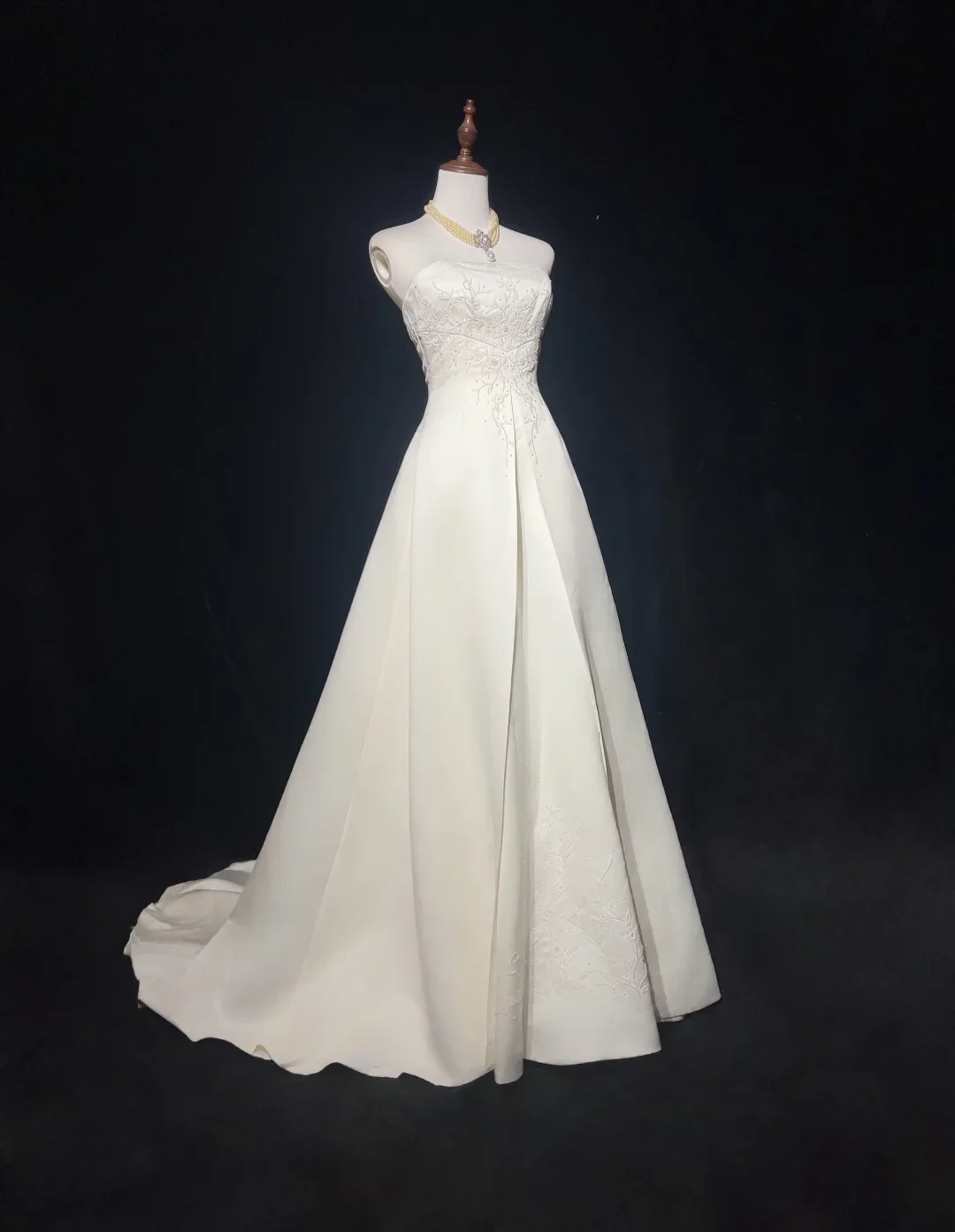 Retro Wedding Dress 1950s 1940s Ball Gown Strapless Satin Lace White Long Wedding Dresses Bridal Gowns Brides Gown DH550 - Deanwangkt