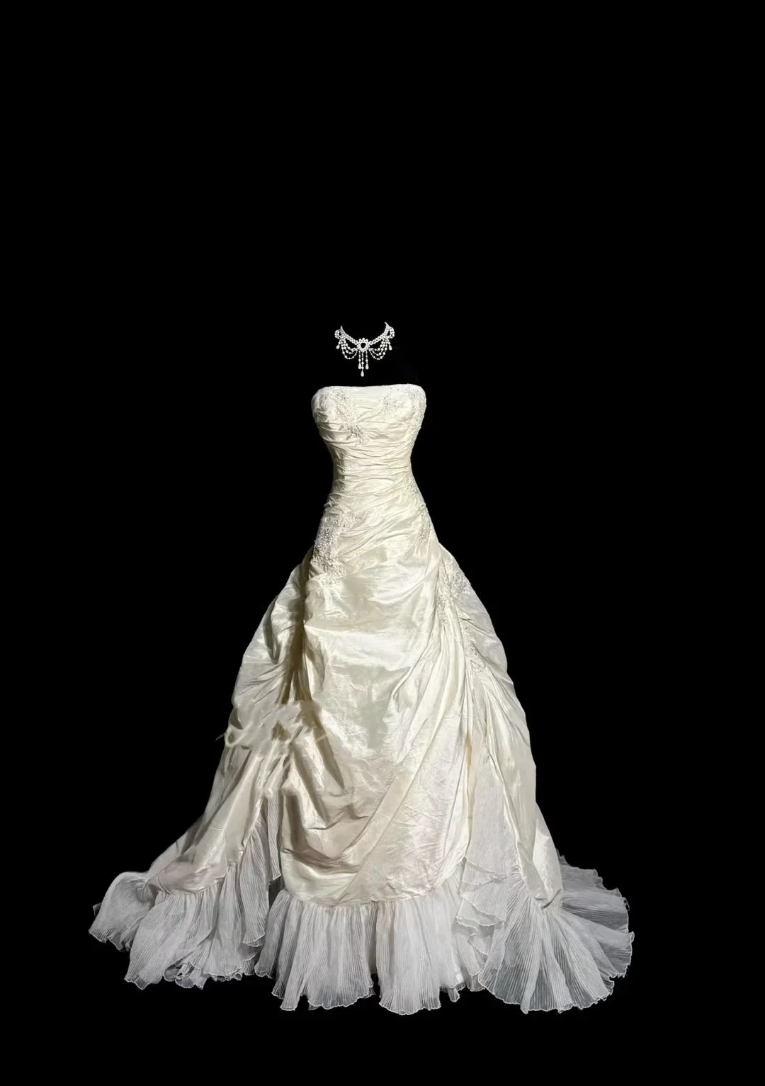 Vintage Bridal Dress Ball Gown Strapless Ivory Taffeta Long Wedding Dress Retro Wedding Dresses Modest Wedding Gowns W879 - Deanwangkt