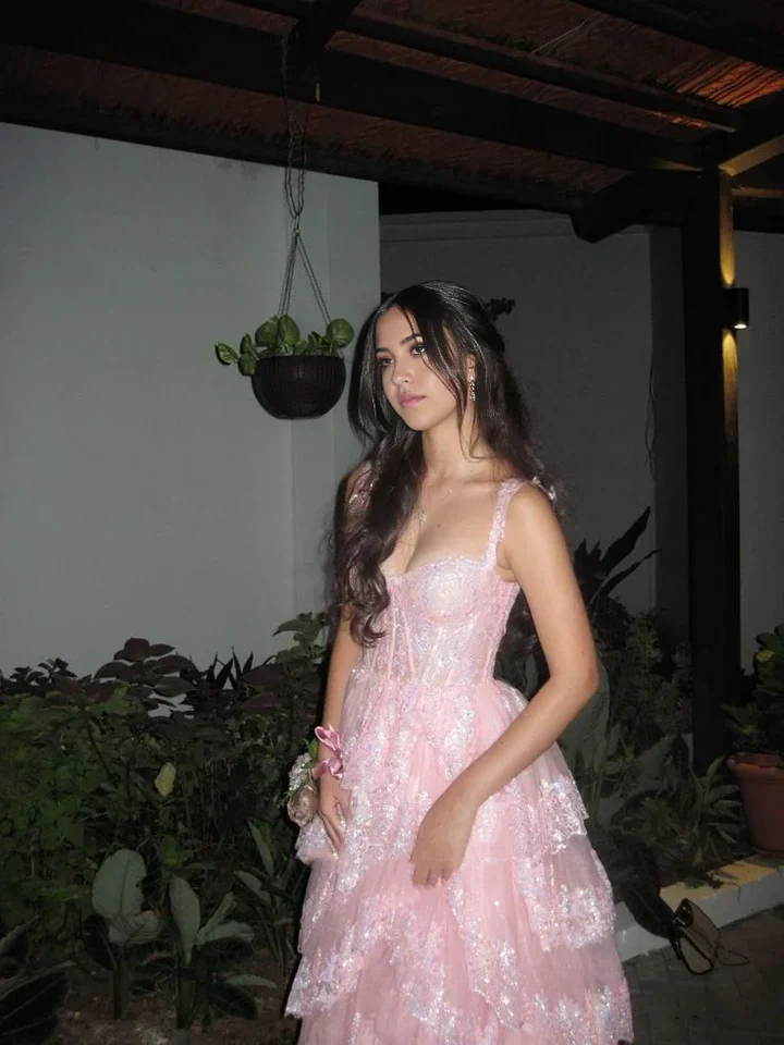 A-Line Appliques Pretty Pink Lace Tiered Long formal dresses Bridesmaid Dresses evening gown Prom Dress DP287 - Deanwangkt