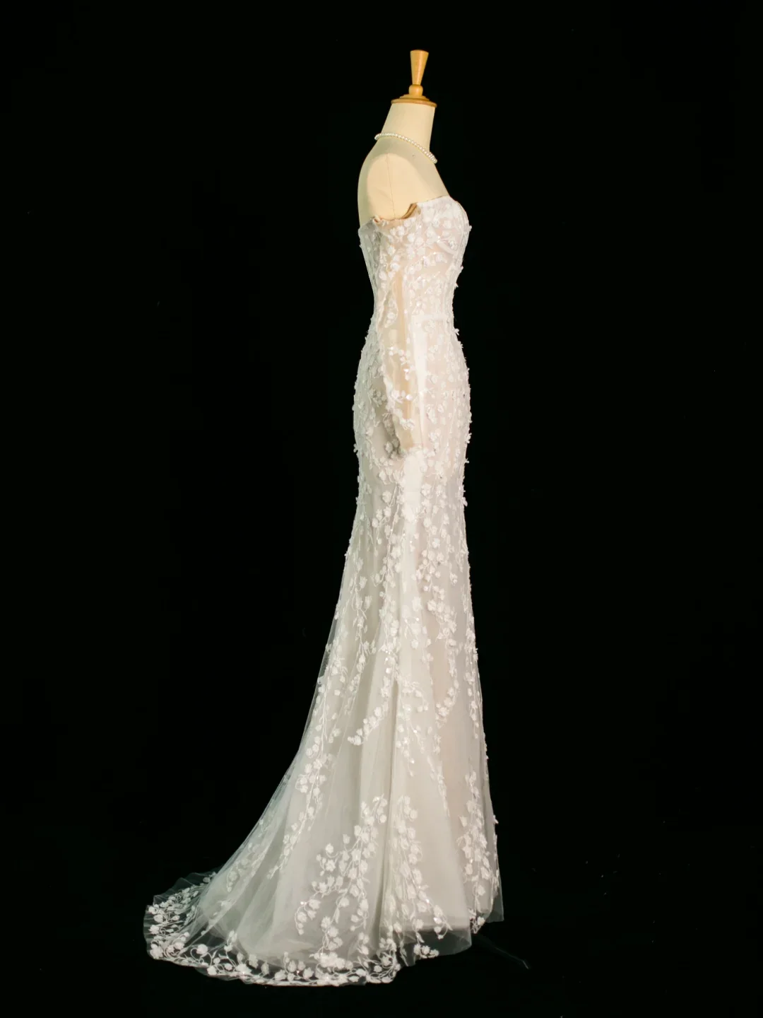 Chic Wedding Dress Mermaid Off The Shoulder White Long Sleeves Lace Long Vintage Wedding Dresses Bridal Gowns Brides Gown DH393 - Deanwangkt