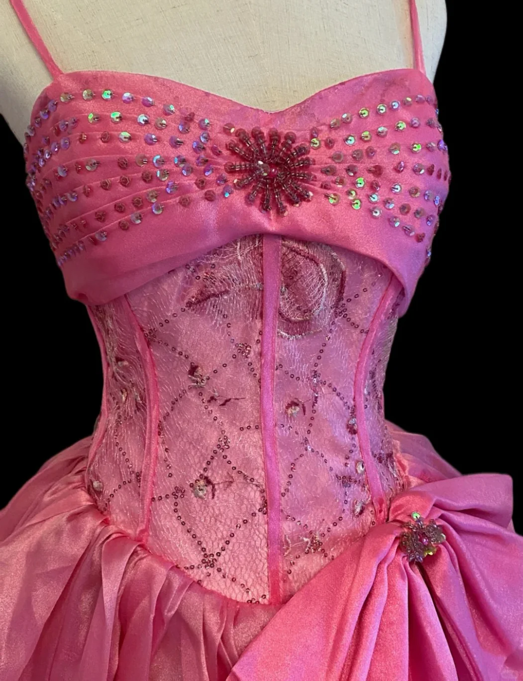 Cute Fuchsia Ball Gown Spaghetti Strap Quinceanera Dress Tulle Beaded Sweet 16 Dress DP2944 - Deanwangkt