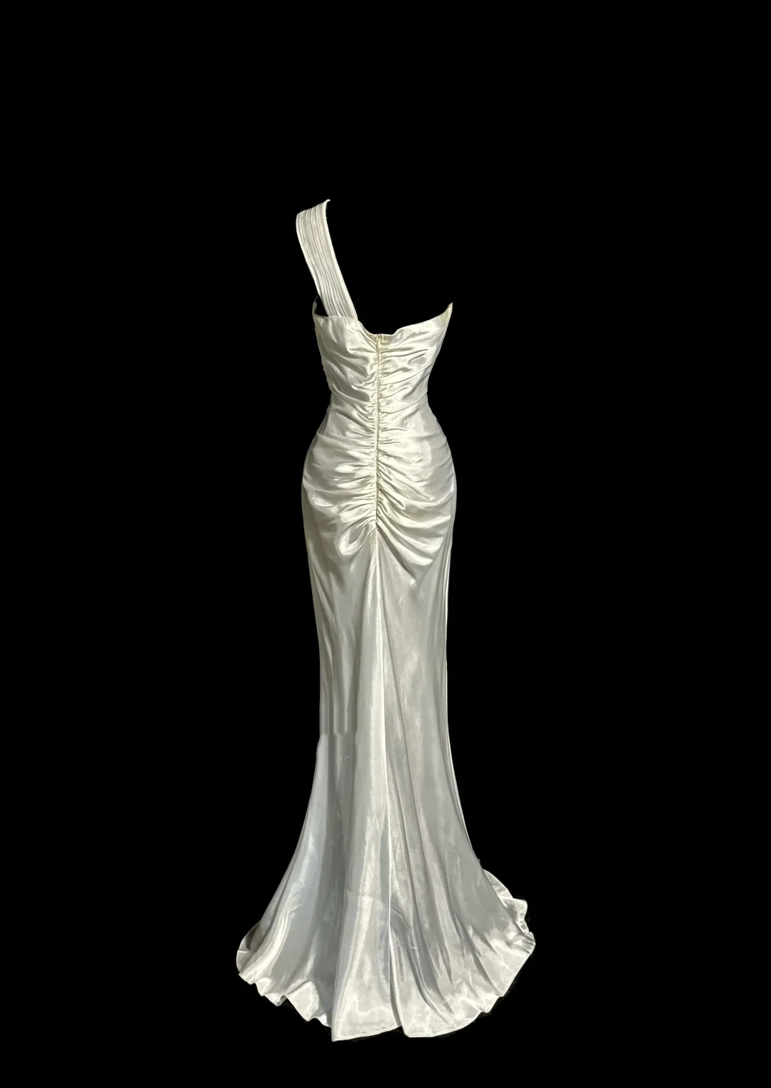 Vintage Mermaid One Shoulder Satin 90s Long Prom Dresses Party Dress 30th Birthday Outfits Graduation Dresses W874 - Deanwangkt