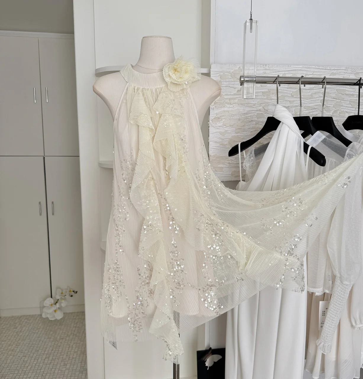 Sexy A line Jewel Neckline Sequin Short Summer Dress Holiday Party Outfits For Women DP0116 - Deanwangkt