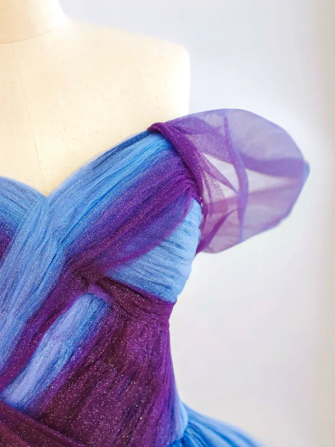 Elegant Glamour Ball Gown Off The Shoulder Grape Tulle Prom Dress Party Dress Long Evening Dresses DP1507 - Deanwangkt