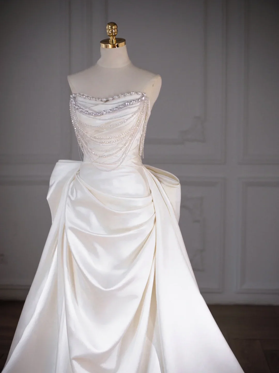 Classic Bridal Gown Sheath Sweetheart Satin Long White Wedding Dresses Elegant Bridal Gowns DH749 - Deanwangkt