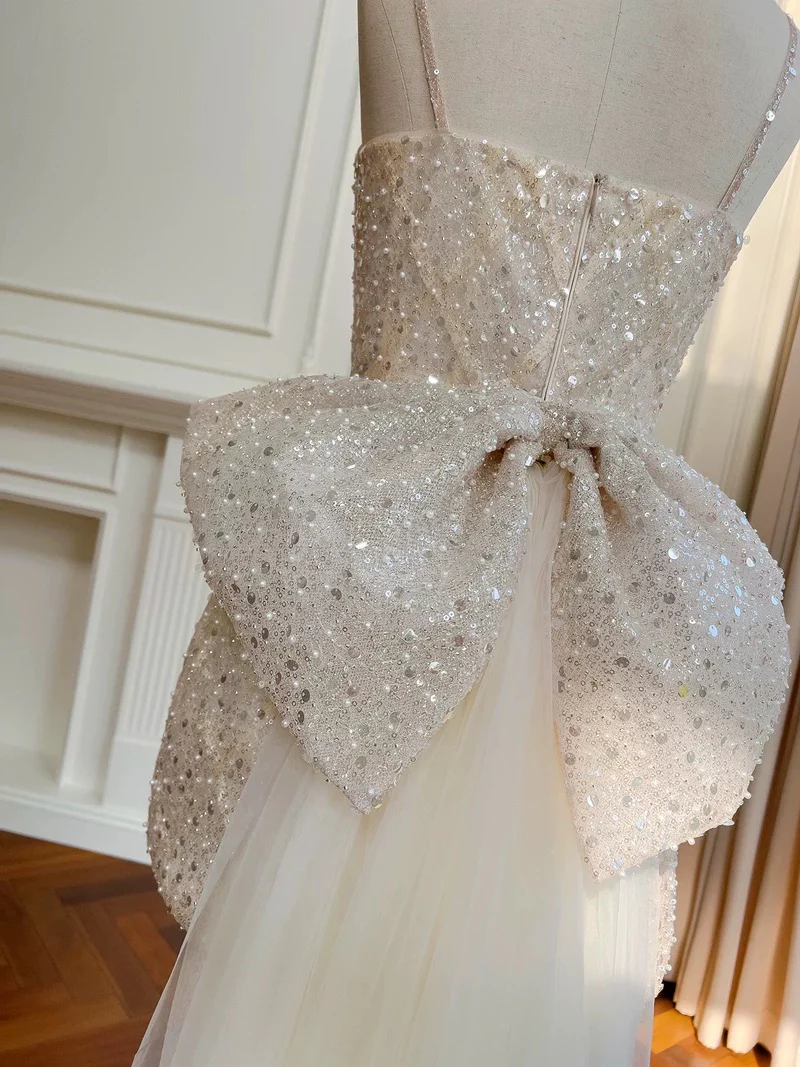 Cute A line Spaghetti Straps Champagne Sequin Formal Short 8th Grade Homecoming Dress Summer Middle School Hoco Dresses Birthday Outfits W982 - Deanwangkt