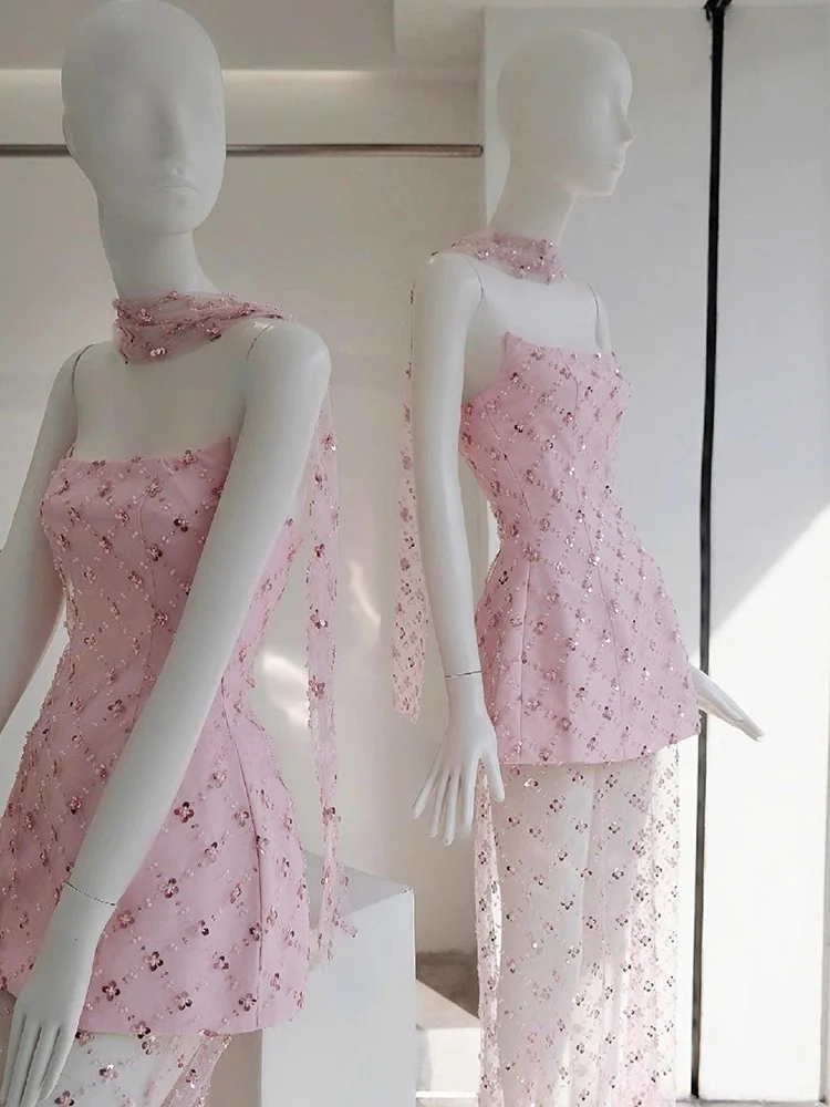 Unique A line Strapless Pink Lace Formal Homecoming Dresses 8th Grad Dance Graduation Dress Short Hoco Dresses DH2630 - Deanwangkt