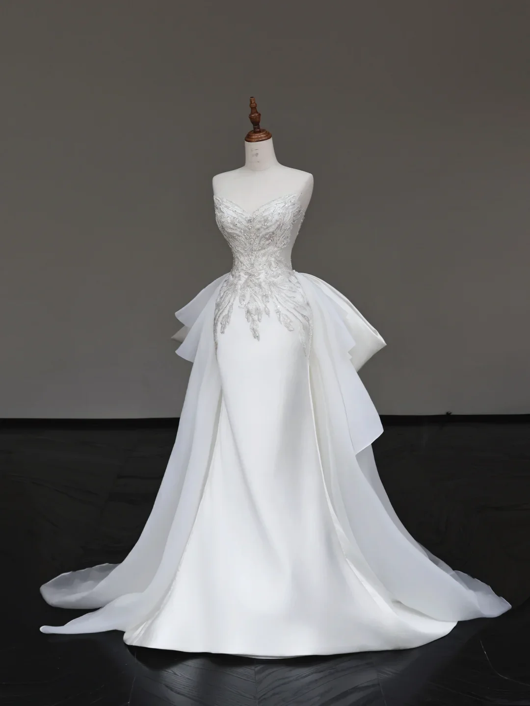 Unique Bridal Gown Mermaid Sweetheart White Satin Wedding Dresses Beads Bridal Gowns DP690 - Deanwangkt