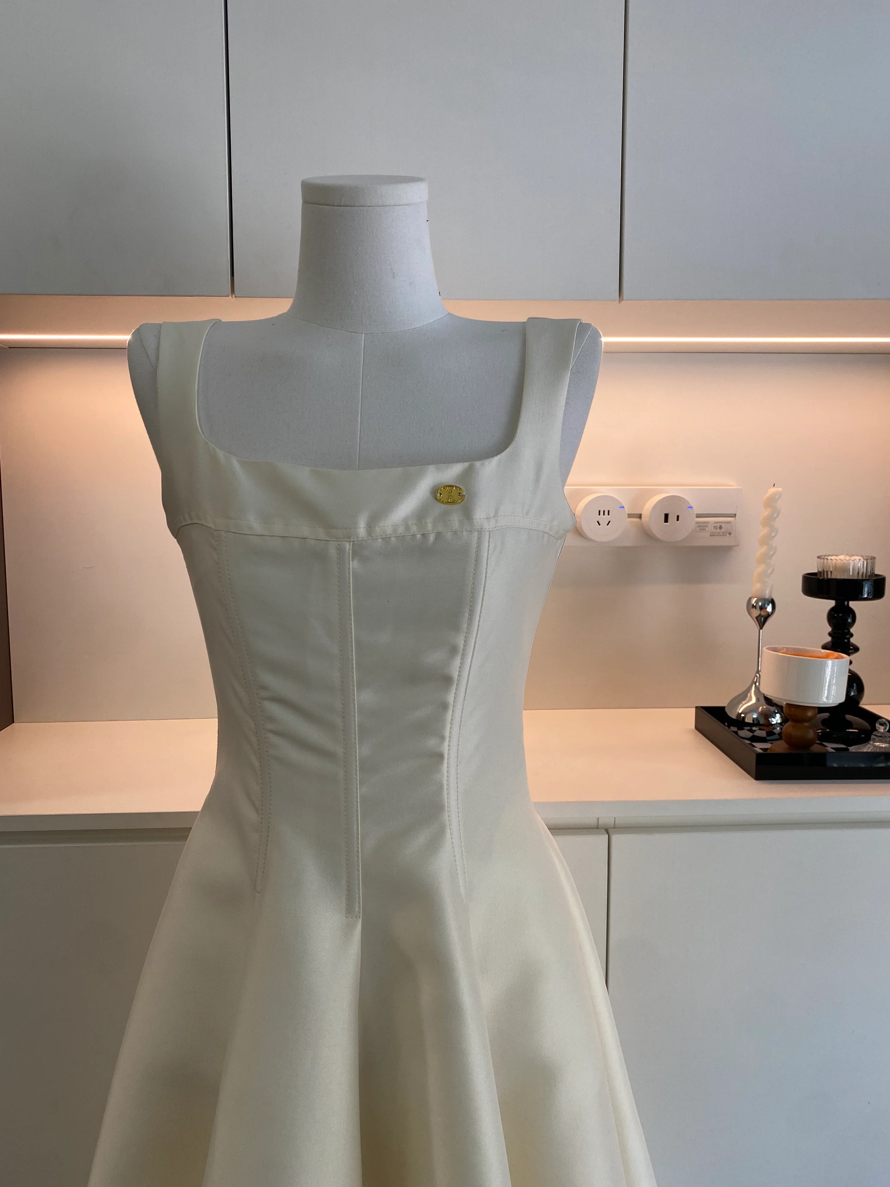 Cute A Line Square Neckline Satin Ruffles Summer Dress Holiday Party Outfits For Girls DP0135 - Deanwangkt