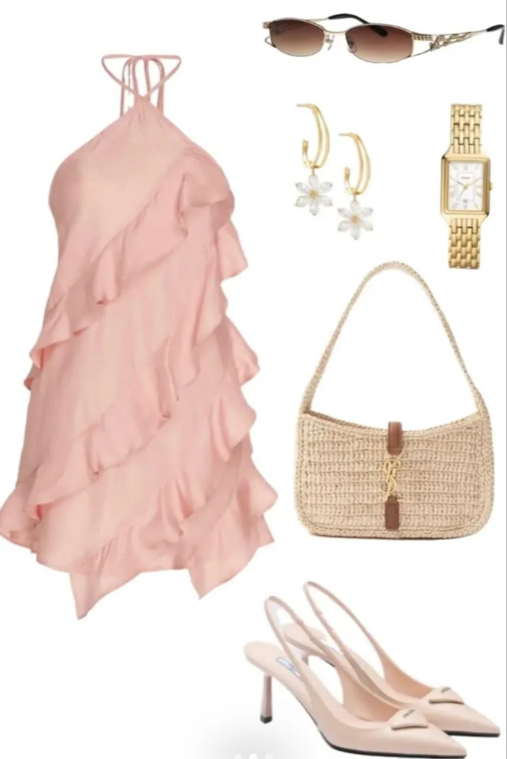 Cute A line Halter Pink Summer Homecoming Dress Chiffon Hoco Dress Mini 18th Birthday Outfit Cocktail Dresses DP1944 - Deanwangkt