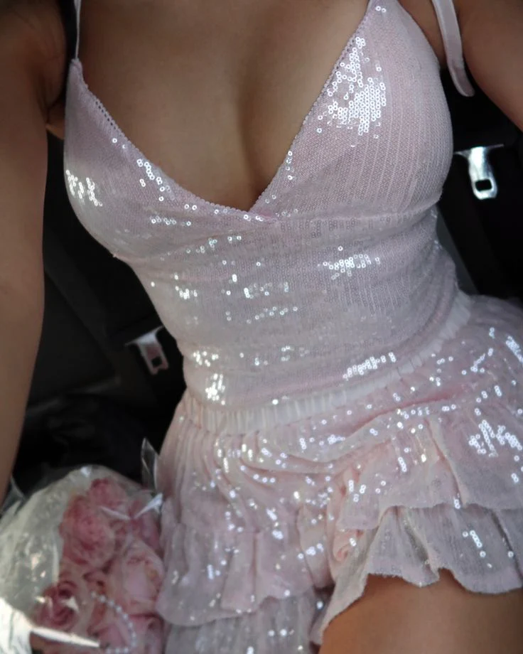 Simple Sheath Halter Light Pink Sequin Short Formal Homecoming Dress Middle School Short 20th Birthday Outfits Graduation Dress Cocktail Dresses DH2255 - Deanwangkt