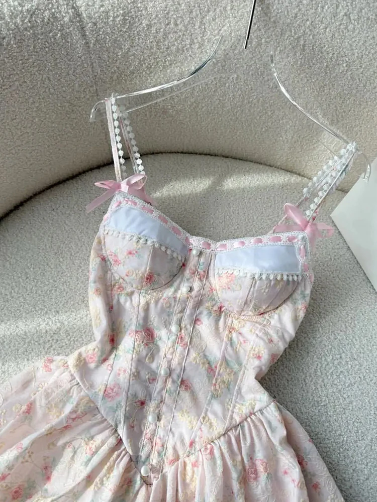 Cute A line Short Pink Floral Homecoming Dress Summer Hoco Dresses Cocktail Dress For Senior Teens DP1780 - Deanwangkt