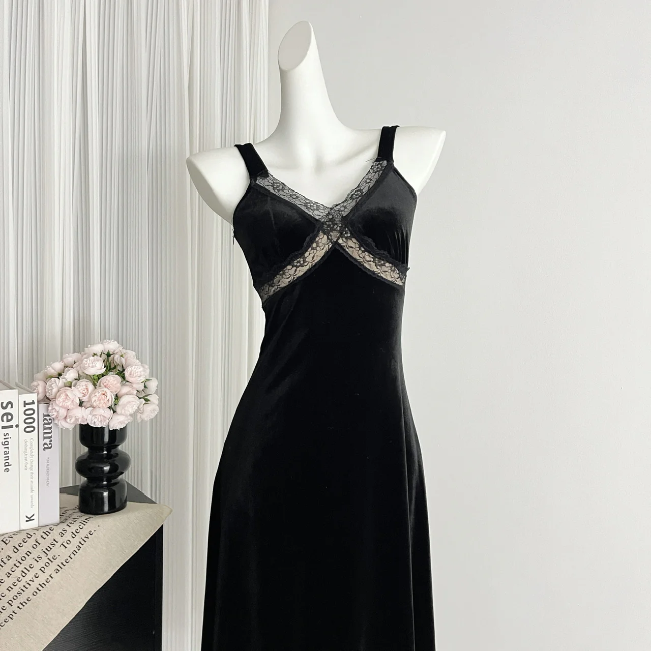 Sexy Mermaid Straps Black Velvet Summer Dress Holiday Party Birthday Outfits For Women DP0136 - Deanwangkt