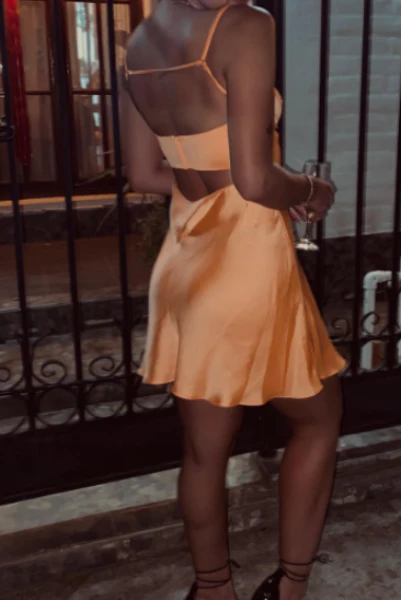 Simple Sheath Straps Orange Short Homecoming Dress Summer Hoco Dresses Cocktail Dress Birthday Outfits DP2099 - Deanwangkt