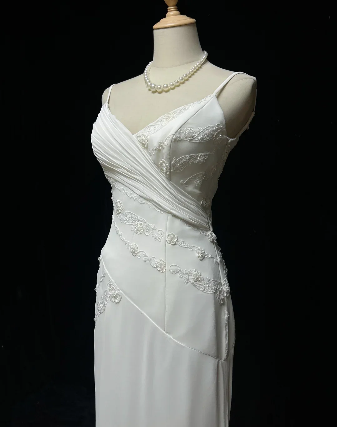 Vintage Bridal Dress Mermaid Spaghetti Straps Chiffon Beads White Long Wedding Dress Retro Wedding Dresses Modest Wedding Gowns DH2679 - Deanwangkt