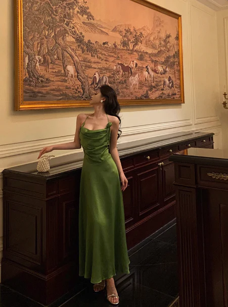 Sexy A line Spaghetti Straps Green 21st Birthday Dress Holiday Party Birthday Outfits For Women DP0211 - Deanwangkt