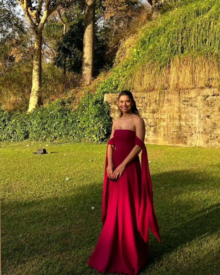 Classy A line Strapless Burgundy Long Chiffon Formal Prom Gown Summer Wedding Guest Dress Bridal Guest Dresses Wedding Outfits For Guest DH2036 - Deanwangkt