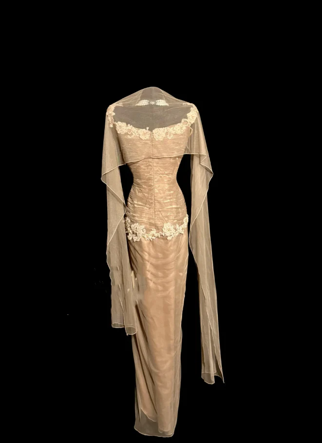 Vintage Sheath Straps Chiffon Gold Mother Of Bride Dress Party Gown Tea Length For Summer Women DP906 - Deanwangkt