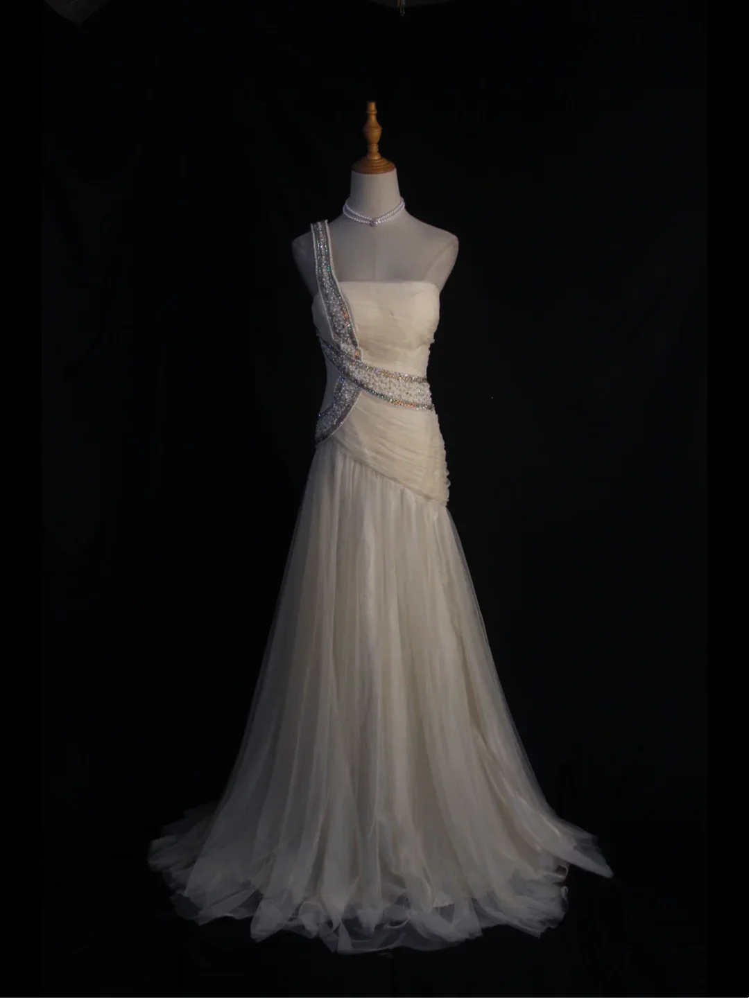 Retro Wedding Dress 1950s 1940s Mermaid One Shoulder White Tulle Long Wedding Dresses Bridal Gowns Elegant Brides Gown DH576 - Deanwangkt