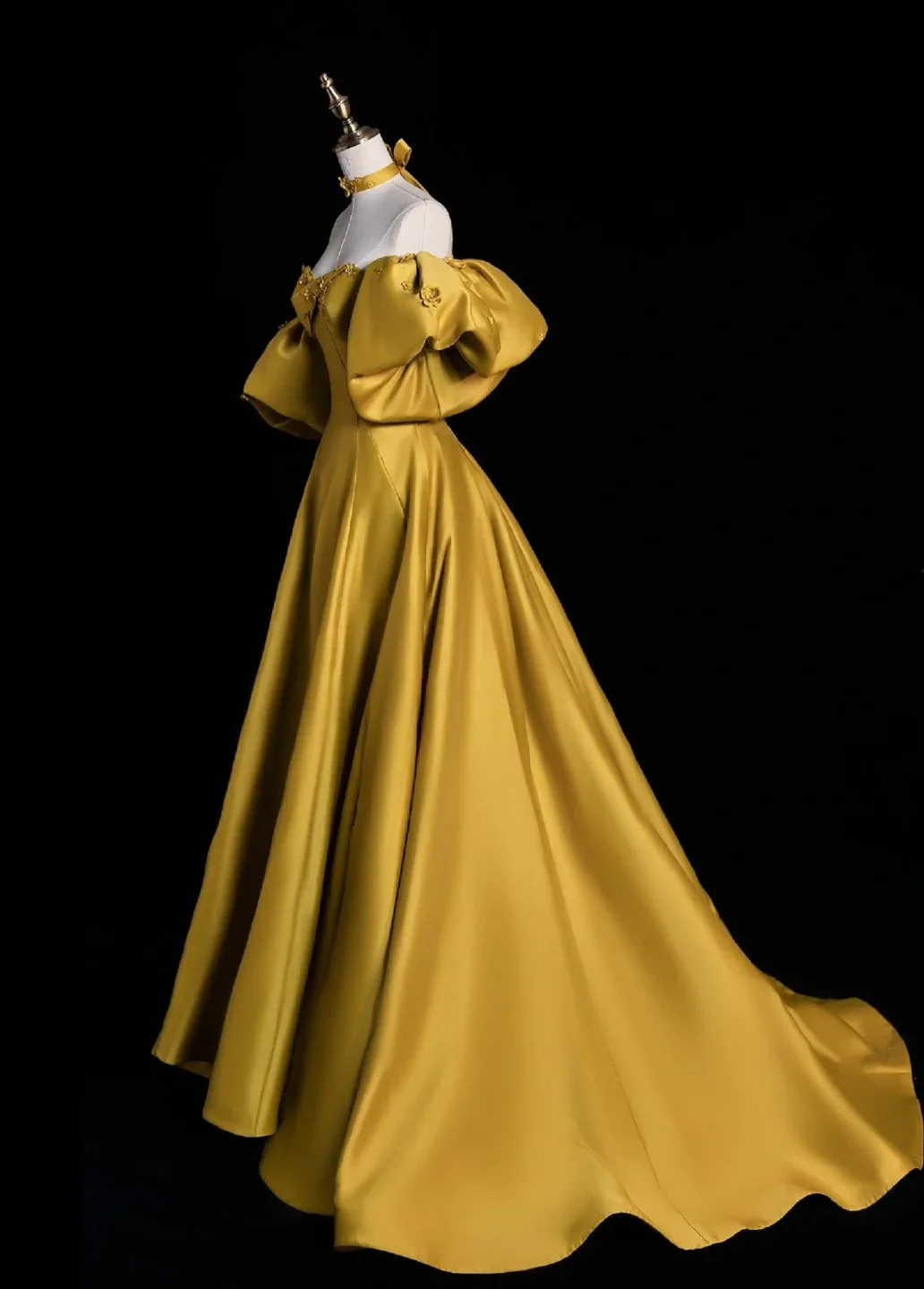 Glam Sweetheart A-Line Long Prom Dresses Satin Yellow Evening Dresses DP3342 - Deanwangkt