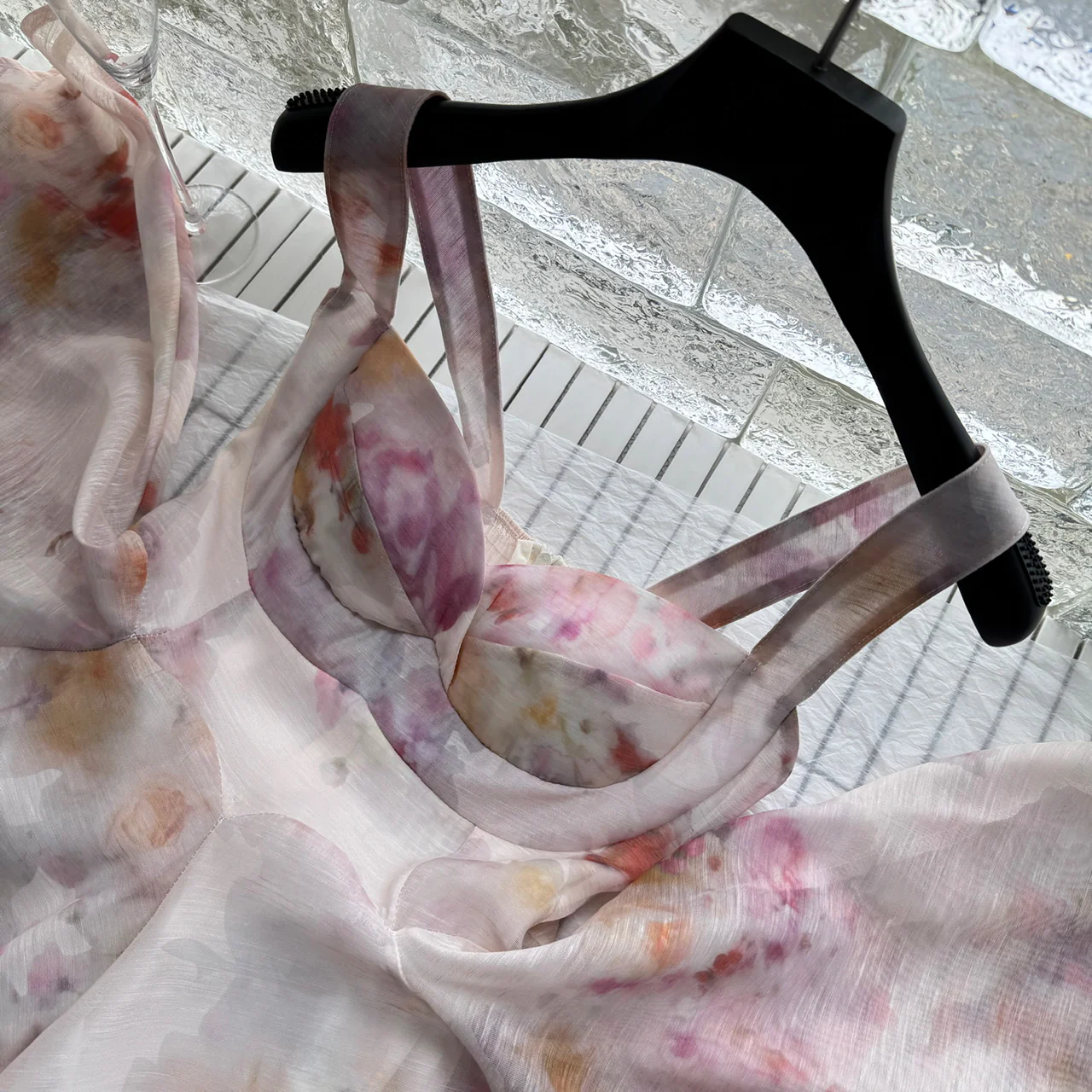 Cute A line Straps Floral Pink Short Summer Dress Holiday Party Birthday Outfits DP0138 - Deanwangkt