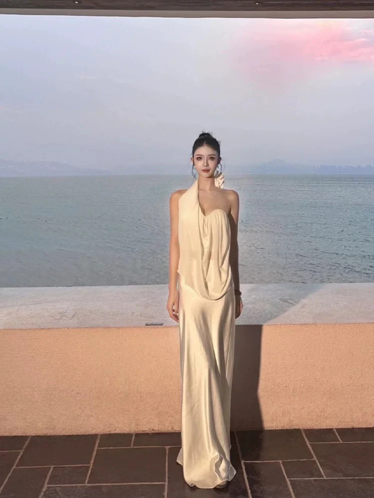 Vintage Wedding Dress Sheath One Shoulder White Summer Beach Long Wedding Dresses Bridal Gowns W0772 - Deanwangkt