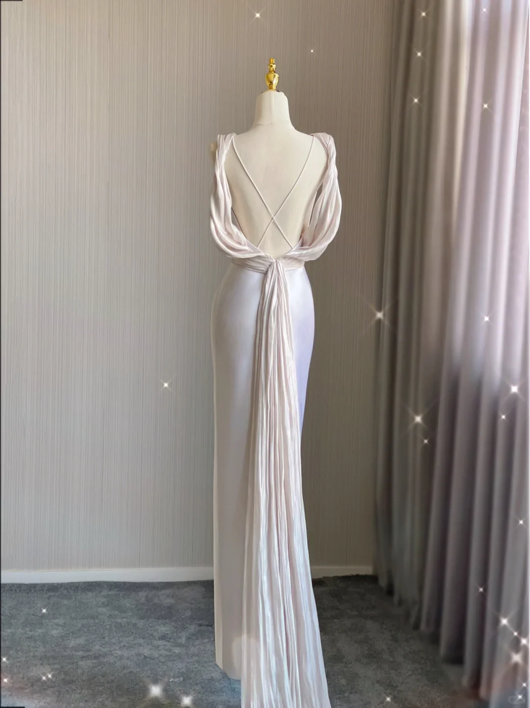 Simple Sheath V Neckline Long Satin Backless Wedding Dresses Brides Dress DP362 - Deanwangkt