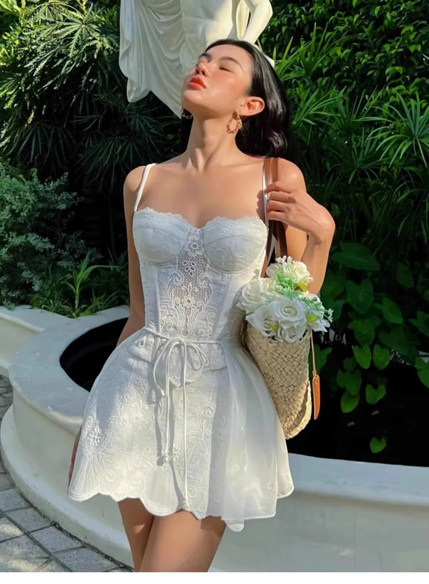 Cute A line Spaghetti Straps Summer Lace Homecoming Dress Hoco Dress Mini 20th Birthday Outfit Cocktail Dresses DP1766 - Deanwangkt