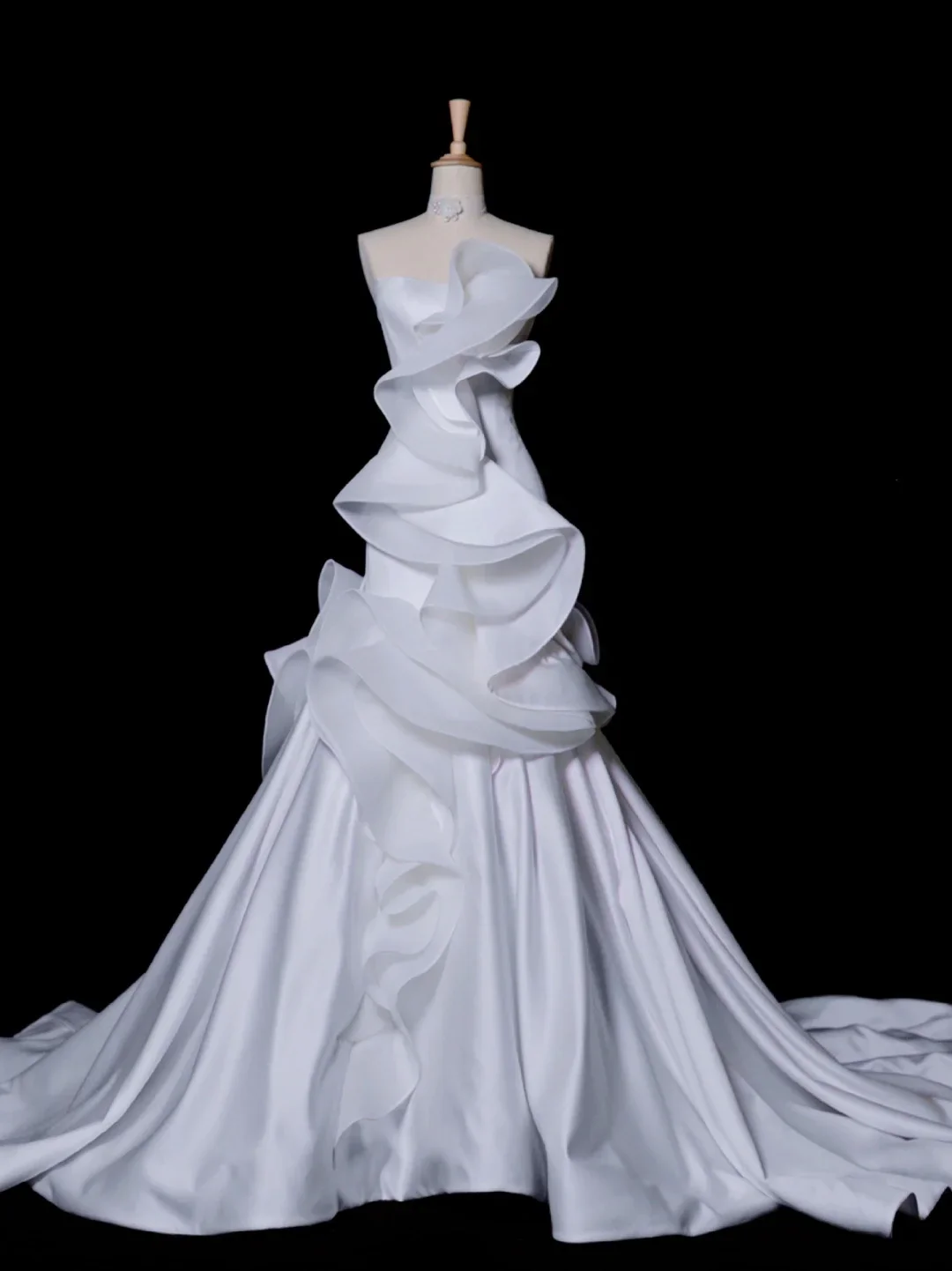 Pretty Wedding Dress Mermaid Strapless White Satin Long Vintage Wedding Dresses Bridal Gowns Brides Gown DH347 - Deanwangkt