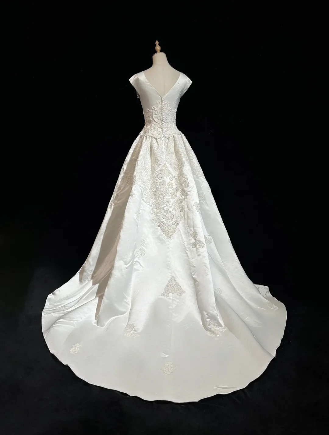 Vintage Wedding Dress 1950s 1940s Ball Gown V Neck Lace White Long Wedding Dresses Bridal Gowns Brides Gown DH541 - Deanwangkt