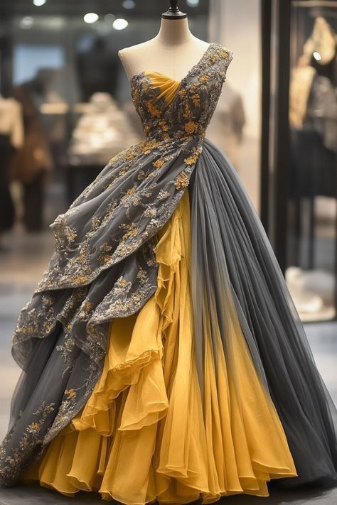 Pretty Ball Gown One Shoulder Yellow Lace Long Quinceanera Dress Formal Gowns Vestido De 15 Anos Sweet 16 Dress W0320 - Deanwangkt