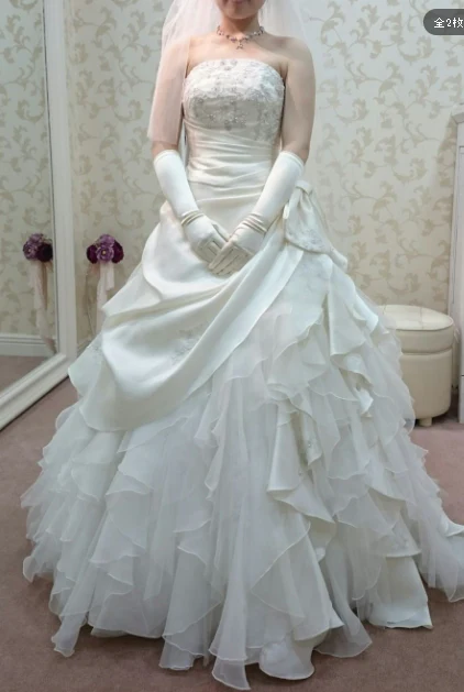 Vintage Wedding Gown Bridal Dress Ball Gown Strapless Satin Wedding Dress White Wedding Dresses Modest Wedding Gowns DH1502 - Deanwangkt