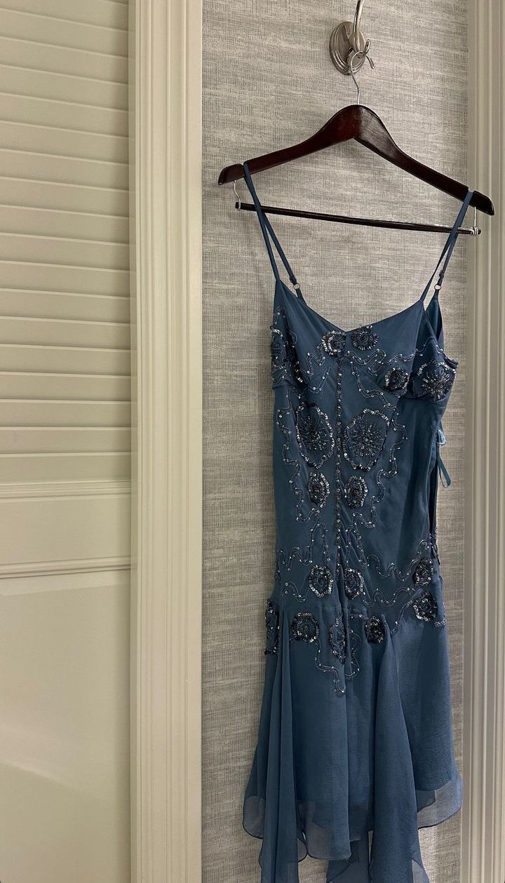 Vintage A line Spaghetti Straps Navy Blue Chiffon Formal 8th Grade Homecoming Dress Summer Middle School Hoco Dresses Birthday Outfits W1151 - Deanwangkt