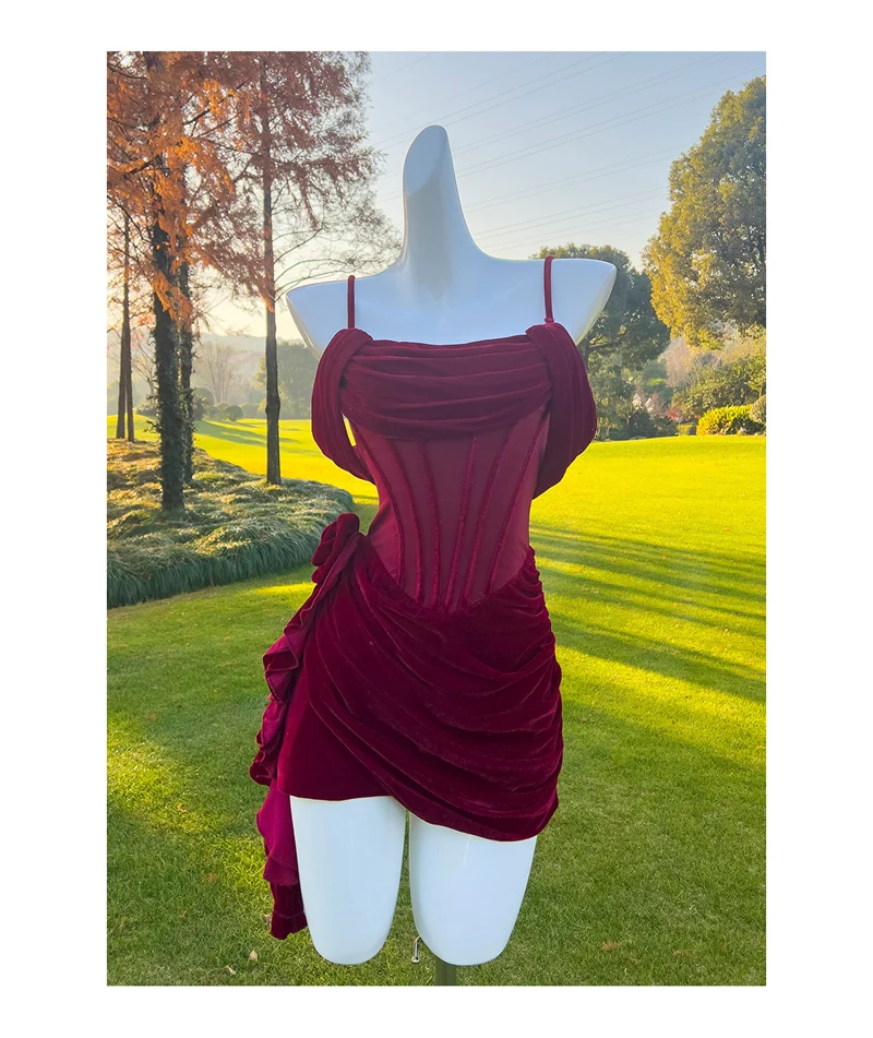 Sexy Sheath Spaghetti Straps Burgundy Short Homecoming Dresses Summer Hoco Dresses Cocktail Dress Birthday Outfits DP2294 - Deanwangkt